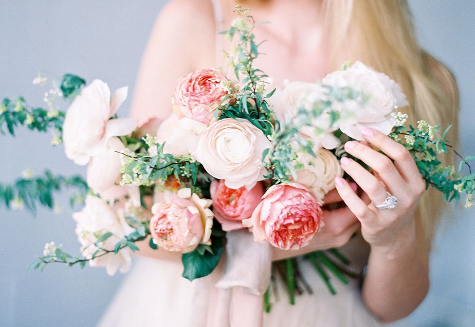Romantic wedding bouquet by Utah florist Roots Floral Design